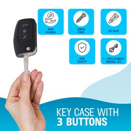 Key for Ford Fiesta Focus Mondeo Smax Cmax Kuga | 3 Buttons | Remote Control Car Key