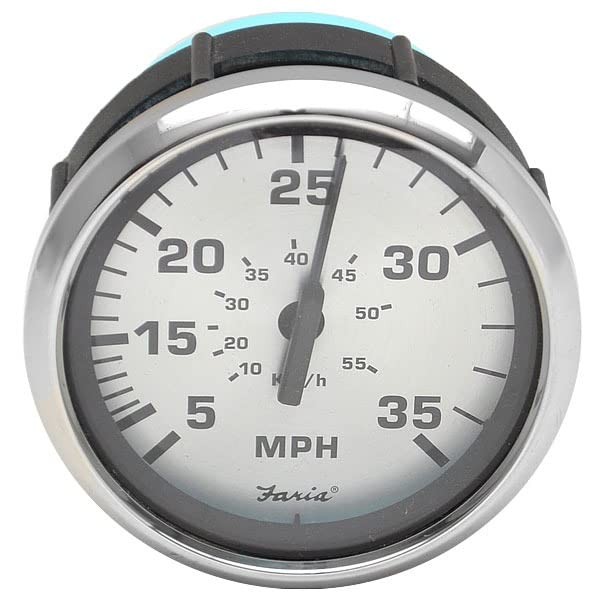 Faria Boat Speedometer Gauge SE9401B | Spun Silver 35 MPH