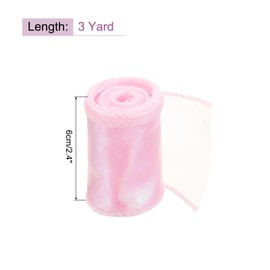 QUARKZMAN 60 mm Wide Glittering Transparent Wired Organza Ribbon Pastel Shimmering Iridescent Chiffon Ribbon 2.7 m Pink for Gift Wrapping Bouquets
