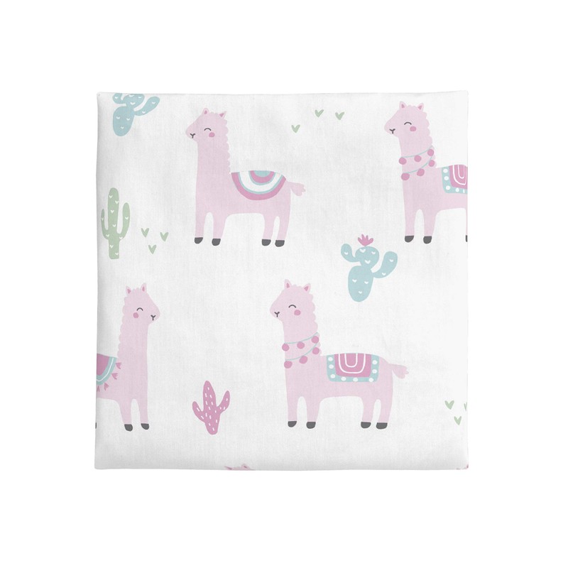 NoJo Super Soft Pink Llama Nursery Mini Crib Fitted Sheet,