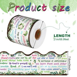 Spiareal 68.9 Feet Scalloped Bulletin Board Border Rustic Farmhouse Home Sweet Rolled Trim with Inspirational Quotes Growth Mindset Motivational for Classroom Boards Wall Decor (Greenery)