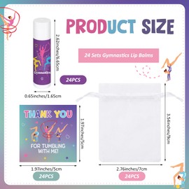 Loopeer 24 Set Gymnastics Themed Lip Balms Gifts Bulk Competition Party Favors Jasmine Flavor Natural Moisturizing Lip Balm Cards Organza Bags Team Supplies for Women Dancer Cheerleaders