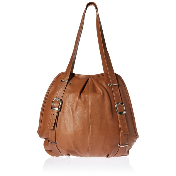 Piel Leather Convertible Buckle Backpack/Shoulder Bag, Honey, One Size