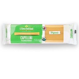 Organic Capellini, 100% Durum Wheat, Italian Pasta, Premium Quality Product of Italy (20 pack x 16 Oz) Non GMO, Vegan, Kosher Certified, L'Oro del Sud