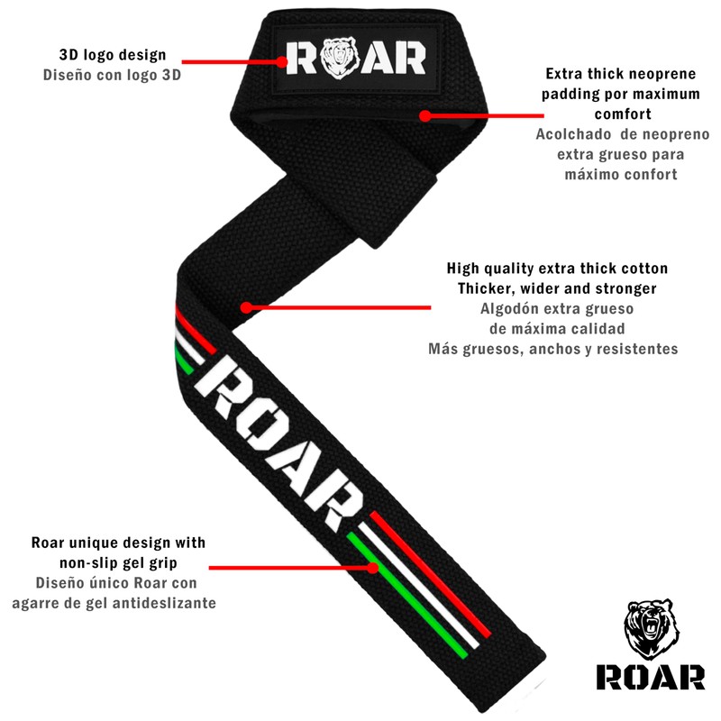 Roar® Professional Lifting Straps Strength Training, Lifting Straps for Bodybuilding
