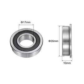 QUARKZMAN F6003-2RS Flanged Ball Bearing 17x35x10mm Double Sealed Chrome Steel Flange Bearing, Pack of 4