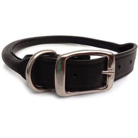 Auburn Leathercrafters Rolled Dog Collar - Black - 10