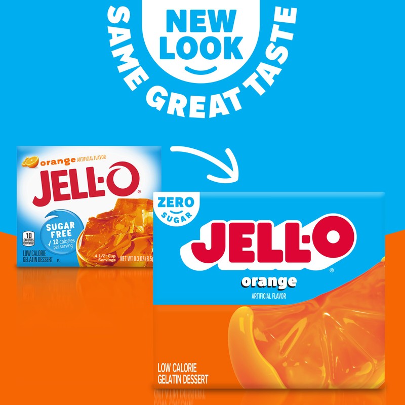 Jell-O Orange Gelatin, Sugar Free, 0.3 oz (4-pack)
