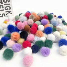 GreatRise 2-3 cm Faux Fur Pompom Fur Pompom for Hats Fur Fluffy Pompom Ball Faux Fur Bobble for Hats Shoes Scarves Bags Keyring DIY Creative Crafts White Pack of 10