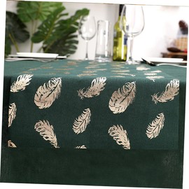 Ciieeo Pattern Cotton Linen Tablecloth Elegant Gold Stamping Design for Home Dining Indoor Outdoor Decor Green Fashion Table Accessories