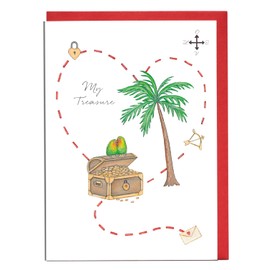 Treasure Map Valentines Card - Card for Her - Card for Him