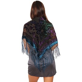 Velvet Scarf Triangle - Blue Multi