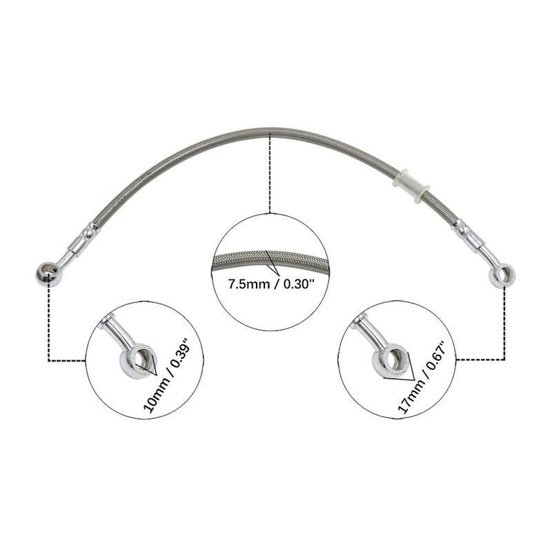 sourcingmap Universal 35cm Stainless Steel Motorcycle Hydraulic Oil Hose Pipe