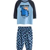NEXT Oversized Fit Cotton Pyjamas Pack of 3, Orange/Navy Dinosaur