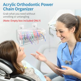 Acrylic Orthodontic Power Chain Organizer, Dental Organizer for Rubber Chain, Orthodontic Elastic Power Chain Dispenser Reel Box with Flip Lid, Dental Office Supply