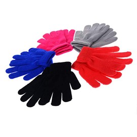 BSMTEBN 5Pairs of Kids Gloves Boys Winter Gloves Stretchy 5 Fingers Full Fingers Gloves Knitted Magic Gloves Suit (5Pair Mixed)