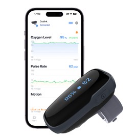 Vibeat Oxylink Wearable Pulse Oximeter - Bluetooth Oxygen Meter with Audio Notification, Rechargeable Finger Blood Oxygen Monitor for Continuous Tracking with Free App