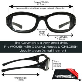 Bikershades Motorcycle Safety Riding Glasses Foam Padded PETITE Women, Girls and Boys.