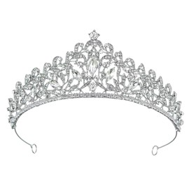 Samky Bridal Tiara Rhinestone Wedding Crown Crystal Headpiece Hair Accessories for Bride