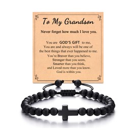 Tarsus Grandson Bracelet from Grandma, Grandson Gifts from Grandma to My Grandson Cross Bracelet for Men Teen Christian Christmas Gifts