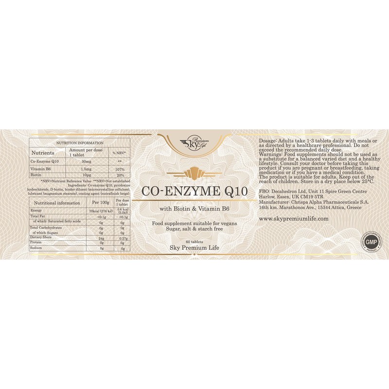 Sky Premium Life Coenzyme Q10 Food Supplement - 60 Tablets