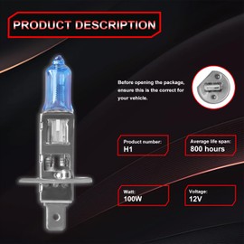 VAMOTA Fit for Kia Sedona (2006-2007 Early) High Performance Halogen Headlight Bulbs,H1 High Beam+ H7 Low Beam combo,100W,Ultra Bright,IP68, plug and play,5000K White Light,4 Pack