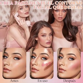 Paquete de 6 Barra de Contorno Maquillaje, Impermeable Contour Maquillaje, Viene con Esponja Maquillajes, Bronzer, Blush, Highlighter, 2 Cepillo Maqui