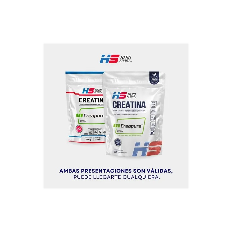 Creatina Creapure 200gr Hero Sport 40 Servicios