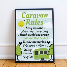 RED OCEAN FRAMED Caravan Rules Print Caravan Accessories Caravan Gift Home Decor Wall Art