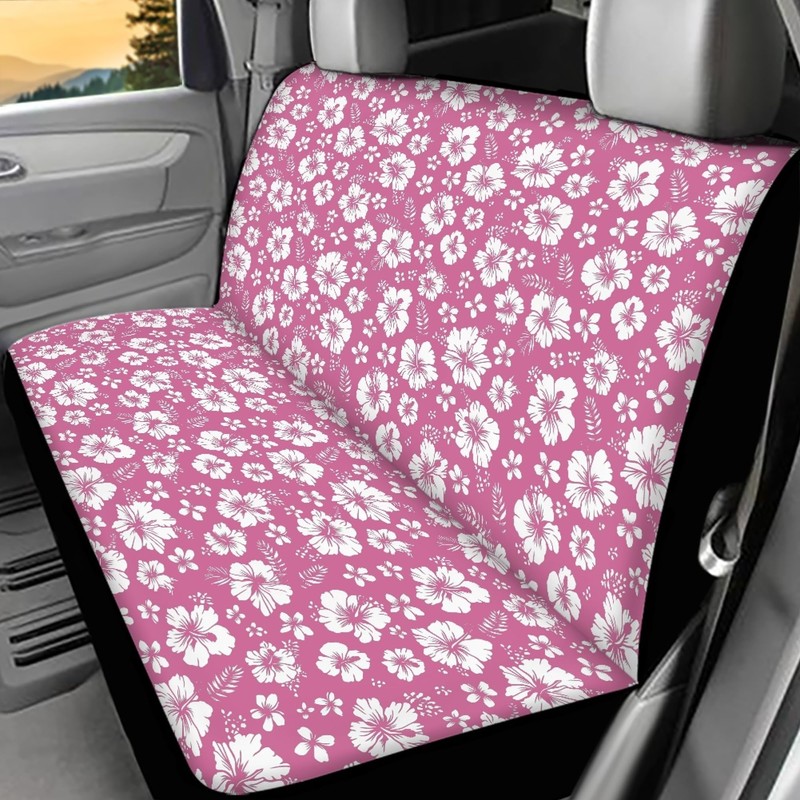 Jodoolang Pink Hibiscus Floral Auto Waterproof Back Seat Covers Protectors