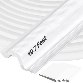 Kikerike Kerf Door Weather Stripping 19.7FT + 4 Gaskets, PVC, White, Door Seal Strip, Extra Thick, Easy Installation