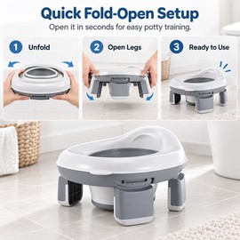 3-in-1 Foldable Kids Potty for Travel – Portable Toilet Seat & Potty Training Helper for Boys and Girls