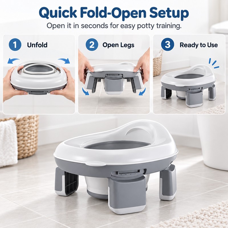 3-in-1 Foldable Kids Potty for Travel – Portable Toilet Seat