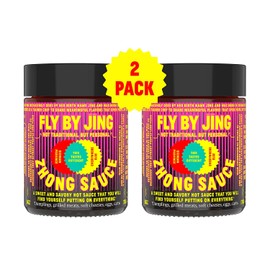 FLYBYJING Zhong Sauce, Spicy Sweet Savory Sichuan Chili Oil Sauce, All-Natural and Vegan, Versatile Blend of Soy Sauce, Chili Oil, Garlic and Spices, Good on Everything, 6oz (Pack of 2)