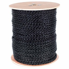 Hollow Braid Polypropylene Rope (1/2 Inch, 500 Feet, Black) - Barrier Rope - Trail Marking, Crowd Control, Golf Courses