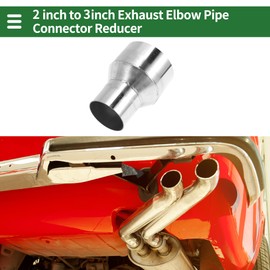 X AUTOHAUX 2" OD to 3" OD Mandrel Exhaust Bend Elbow Concentric Reducer T316 Stainless Steel Pipe Adapter 4 Inch Length Silver Tone