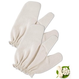 Rumexeng Garshana Gloves Raw Silk Massage, Raw Silk Garshana Gloves with Elastic Wrist Bands for Ayurvedic Skin Brushing Massage (Pair)