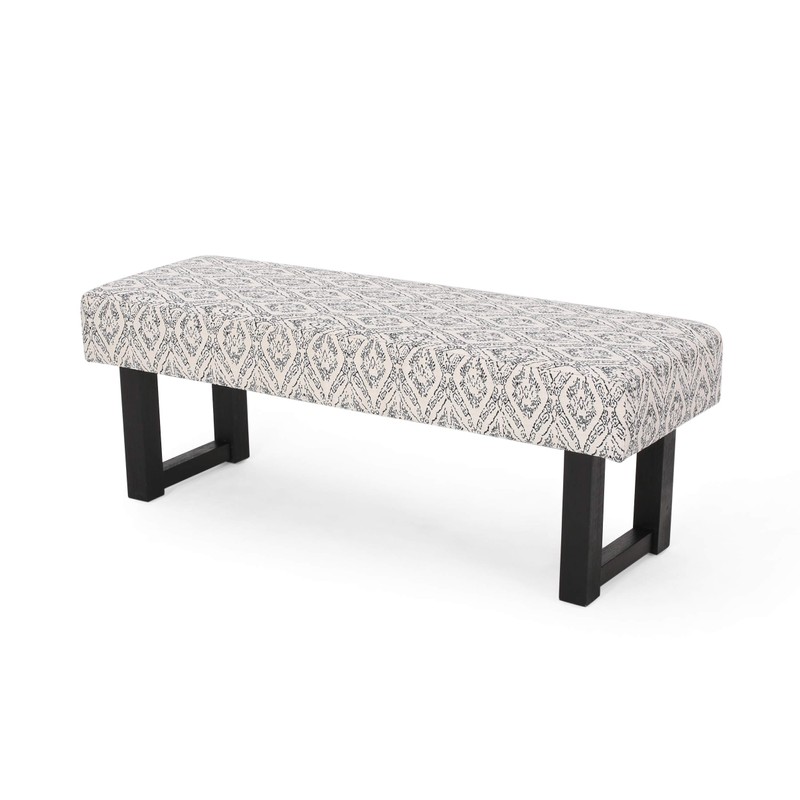 Cassie Boho Fabric Bench, Black Print