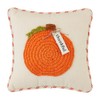 Mud Pie Pumpkin Tgiving Crochet Pillow, 8" x 8", Orange