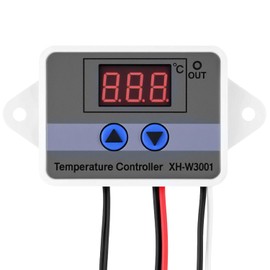 QWORK Digital LED Temperature Controller Module, Thermostat Switch, Digital Thermostat Switch LED Programmable Incubator Heating Cooling Electronic Control, Waterproof Probe 10A 120W 12v