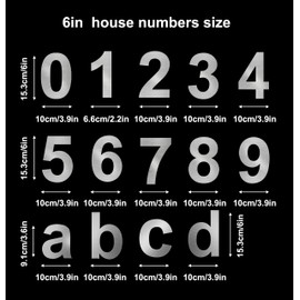 nanlyiau House Numbers door numbers stainless steel number Made of Solid 304 Stainless Steel Floating Appearance in Easy to Install 6in/15.3cm(6/9)