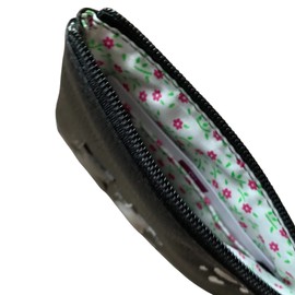 Premium Leather Black & Grey Cat Coin Purse by Mala Leather Midnight Collection 4231 (Black)