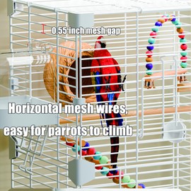 Craftsboys Basic Bird Cage, 24.8inch Parrot Cage (24.8" x 14.6" x 11"),Bird Cage with Ladder, Horizontal Bar, 2 Feeders, and Bird Nest