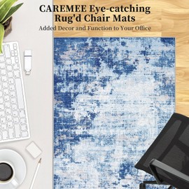 CAREMEE Office Chair Mats for Hardwood Floor, 48"X60" Desk Chair Mat for Hard Floor, Gaming Computer Chair Mat Office Rug for Rolling Chairs, Low Pile Carpet Under Chair Floor Protector Abstract