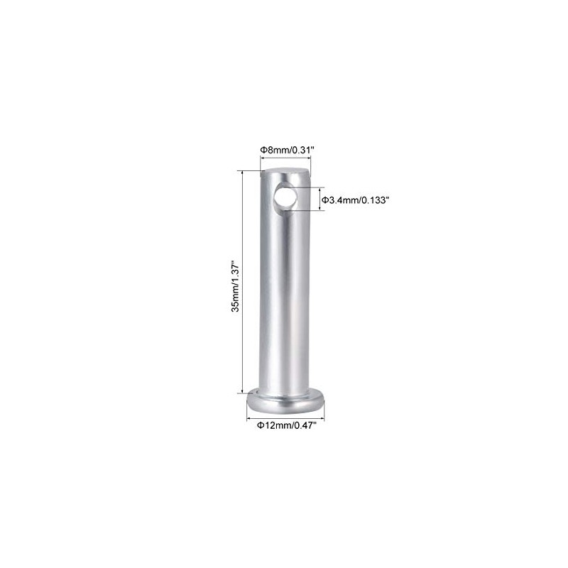 sourcing map Single Hole Clevis Pins,8mm x 35mm Flat Head