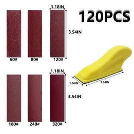 Micro Detail Sander Paper Kit Wet Dry Sandpaper 80 120 180 240 400 Grit 3.5” x 1” Hand Sanding Block for Small Projects for Detail Works, Crafts, Metal Sanding