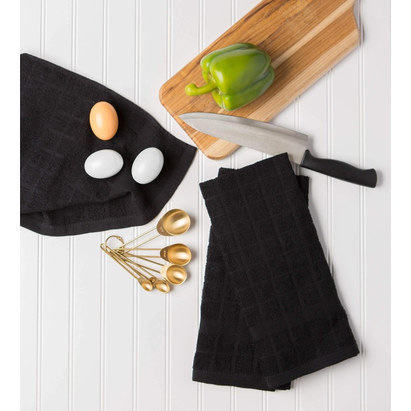 DII Cotton Terry Windowpane Dish Towels, 16 x 26 Set