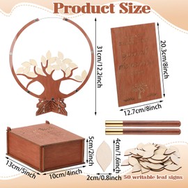 Geelin 56 Pcs Funeral Guest Book Alternatives Set for Memorial Service Elegant Celebration of Life in Loving Memory with 50 pcs Leaves Box Sign and Pens Funeral Supplies