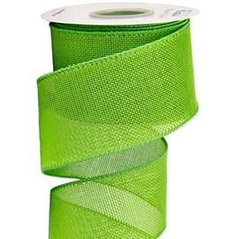 Ribbli Apple Green Burlap Wired Ribbon, 2-1/2 Inch x 10 Yard, Wired Edge Ribbon for Big Bow,Wreath,Tree Decoration,Outdoor Decoration