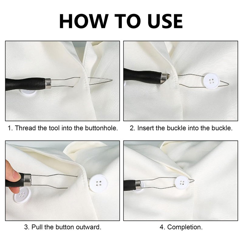 Button Hook, 2 Pcs Button Fastener Aid with 2 U-Shaped